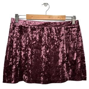 New Nordstrom Skirt L Crushed Velvet Velour Mini Retro 90s Y2K Abound Burgundy
